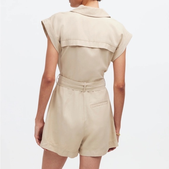Madewell Tie-Waist Muscle Tank Romper in Summer Dune size 6 NWT NQ584 - Picture 4 of 13